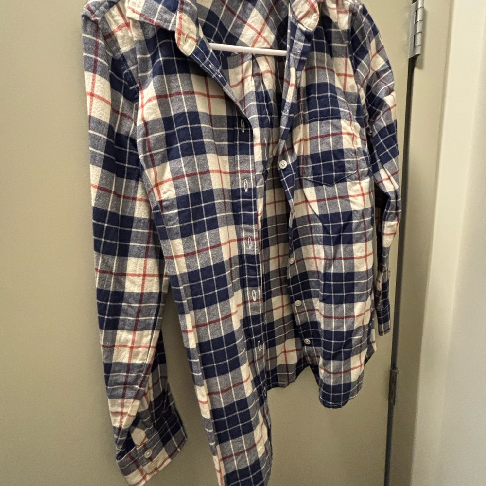 J. Crew Navy and Cream Plaid Shirt